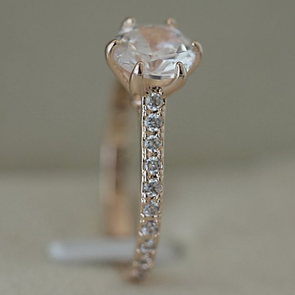 🍁 Simple Crystal Clear Round Pure Zircon Thin Rings for Women, EVGG1458 - Picture 2 of 5